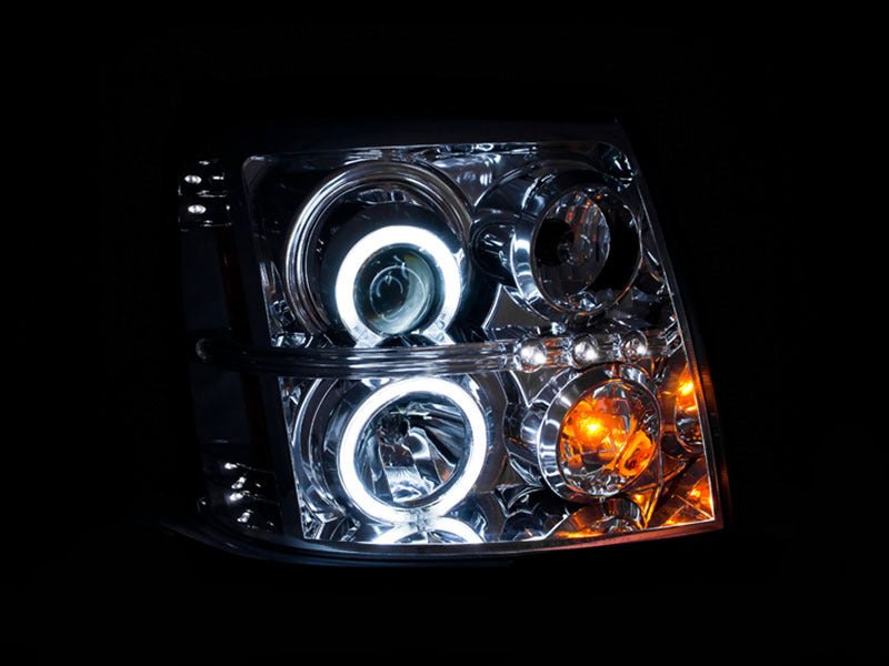 ANZO 2003-2006 Cadillac Escalade Projector Headlights w/ Halo Chrome (CCFL) (HID Compatible) - Crew Original