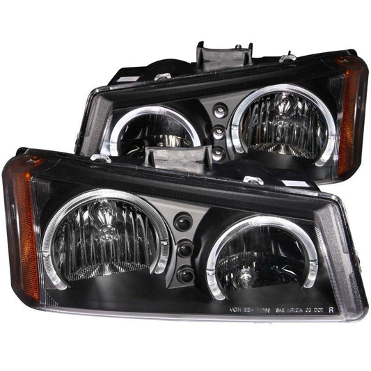 ANZO 2003-2006 Chevrolet Silverado 1500 Crystal Headlights w/ Halo Black - Crew Original