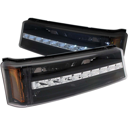 ANZO 2003-2006 Chevrolet Silverado 1500 LED Parking Lights Black w/ Amber Reflector - Crew Original