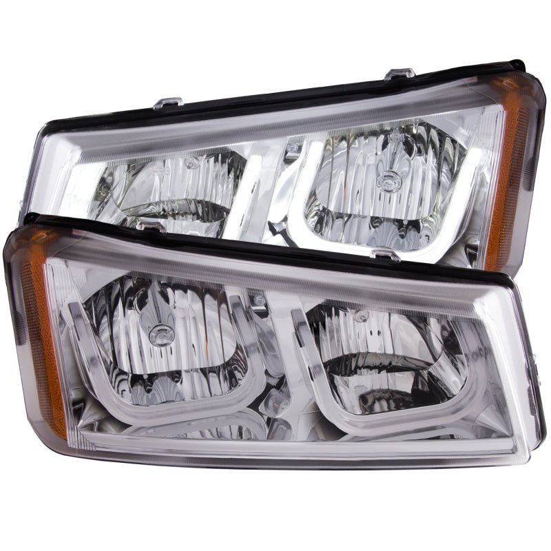 ANZO 2003-2006 Chevrolet Silverado 1500 Projector Headlights w/ U-Bar Chrome - Crew Original