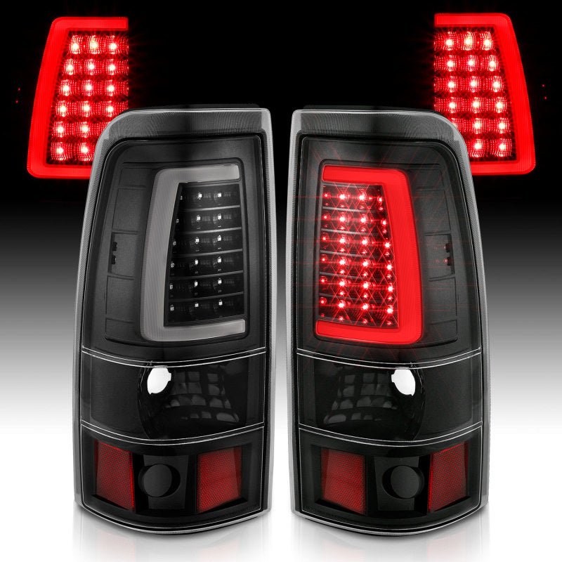 ANZO 2003-2006 Chevy Silverado 1500 LED Taillights Plank Style Black w/Clear Lens - Crew Original