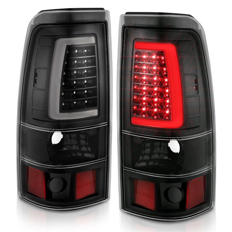 ANZO 2003-2006 Chevy Silverado 1500 LED Taillights Plank Style Black w/Clear Lens - Crew Original