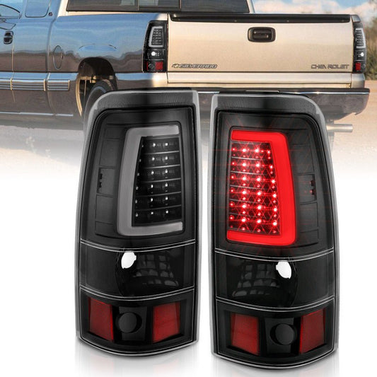 ANZO 2003-2006 Chevy Silverado 1500 LED Taillights Plank Style Black w/Clear Lens - Crew Original