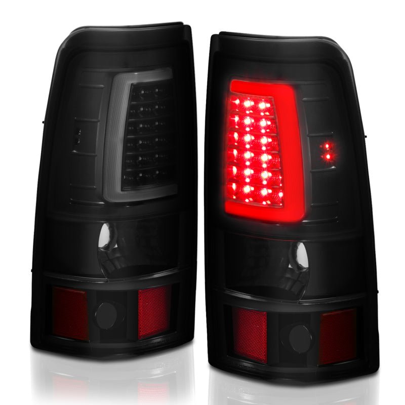 ANZO 2003-2006 Chevy Silverado 1500 LED Taillights Plank Style Black w/Smoke Lens - Crew Original