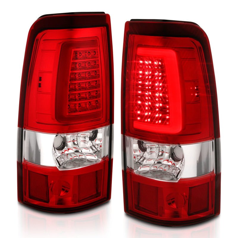 ANZO 2003-2006 Chevy Silverado 1500 LED Taillights Plank Style Chrome With Red/Clear Lens - Crew Original