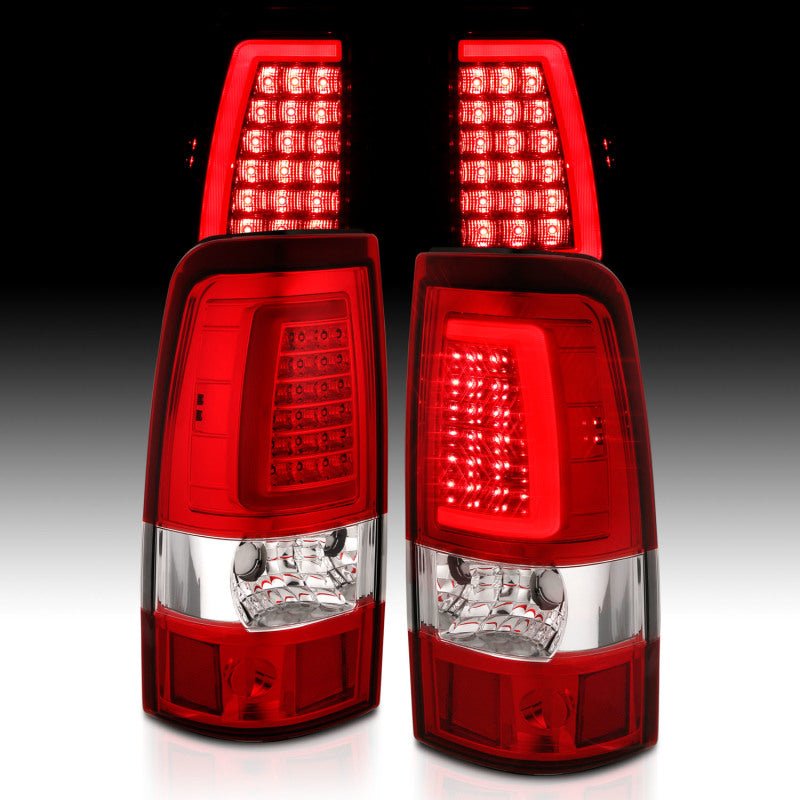 ANZO 2003-2006 Chevy Silverado 1500 LED Taillights Plank Style Chrome With Red/Clear Lens - Crew Original