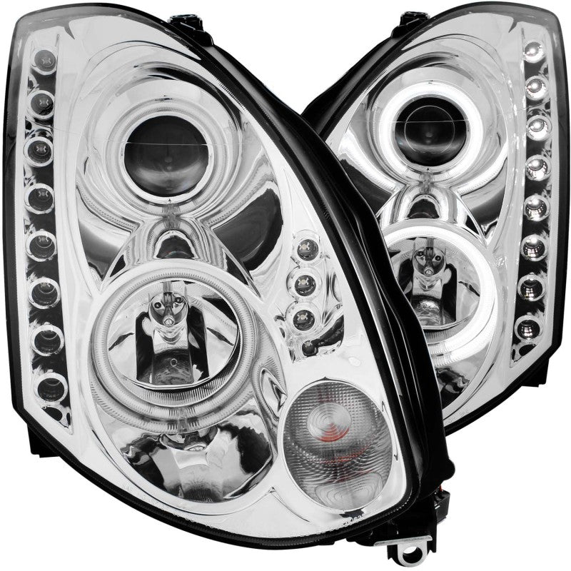 ANZO 2003-2007 Infiniti G35 Projector Headlights w/ Halo Chrome (CCFL) (HID Compatible) - Crew Original