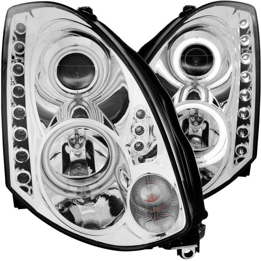 ANZO 2003-2007 Infiniti G35 Projector Headlights w/ Halo Chrome (CCFL) (HID Compatible) - Crew Original