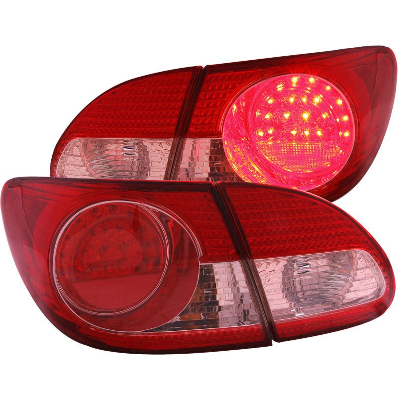 ANZO 2003-2008 Toyota Corolla LED Taillights Red Clear 4pc - Crew Original