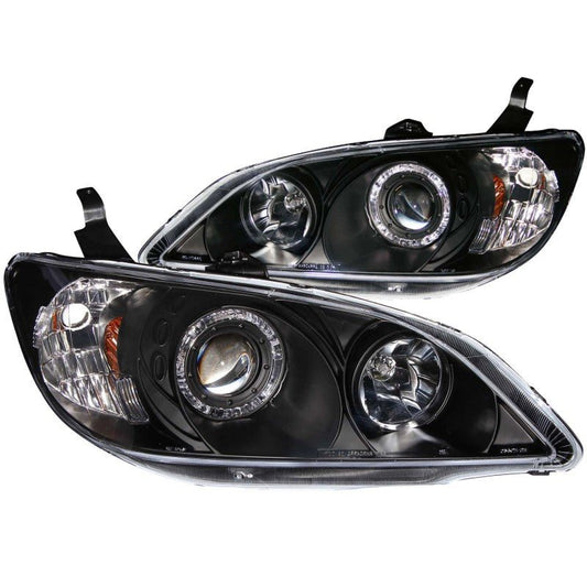 ANZO 2004-2005 Honda Civic Projector Headlights w/ Halo Black - Crew Original