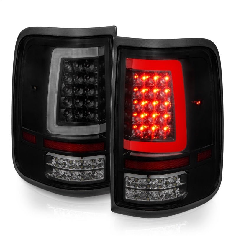 ANZO 2004-2006 Ford F-150 LED Tail Lights w/ Light Bar Black Housing Smoke Lens - Crew Original