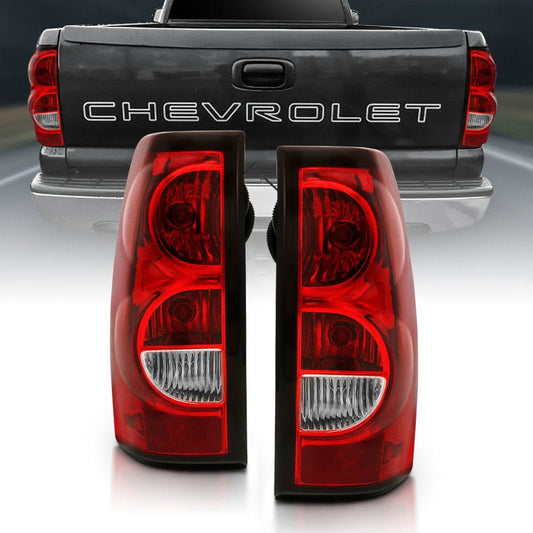 ANZO 2004-2007 Chevy Silverado Taillight Red/Clear Lens w/Black Trim (OE Replacement) - Crew Original