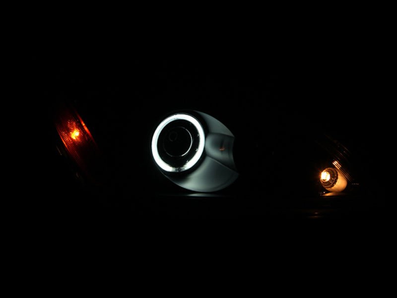 ANZO 2004-2007 Mitsubishi Lancer Projector Headlights w/ Halo Black (CCFL) - Crew Original