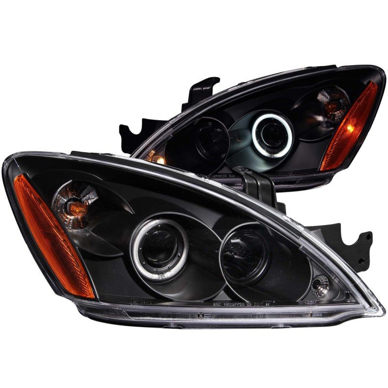 ANZO 2004-2007 Mitsubishi Lancer Projector Headlights w/ Halo Black (CCFL) - Crew Original