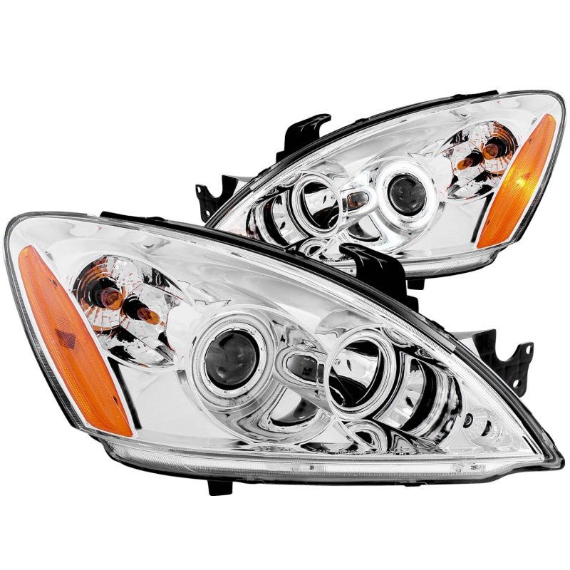 ANZO 2004-2007 Mitsubishi Lancer Projector Headlights w/ Halo Chrome (CCFL) - Crew Original