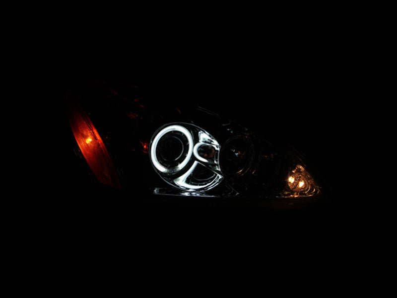 ANZO 2004-2007 Mitsubishi Lancer Projector Headlights w/ Halo Chrome (CCFL) - Crew Original