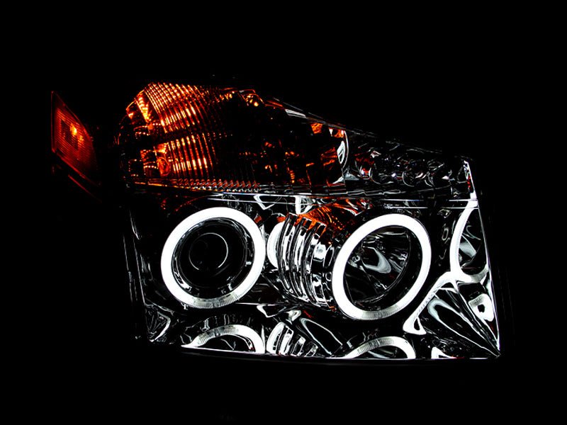 ANZO 2004-2007 Nissan Armada Projector Headlights w/ Halo Chrome (CCFL) - Crew Original