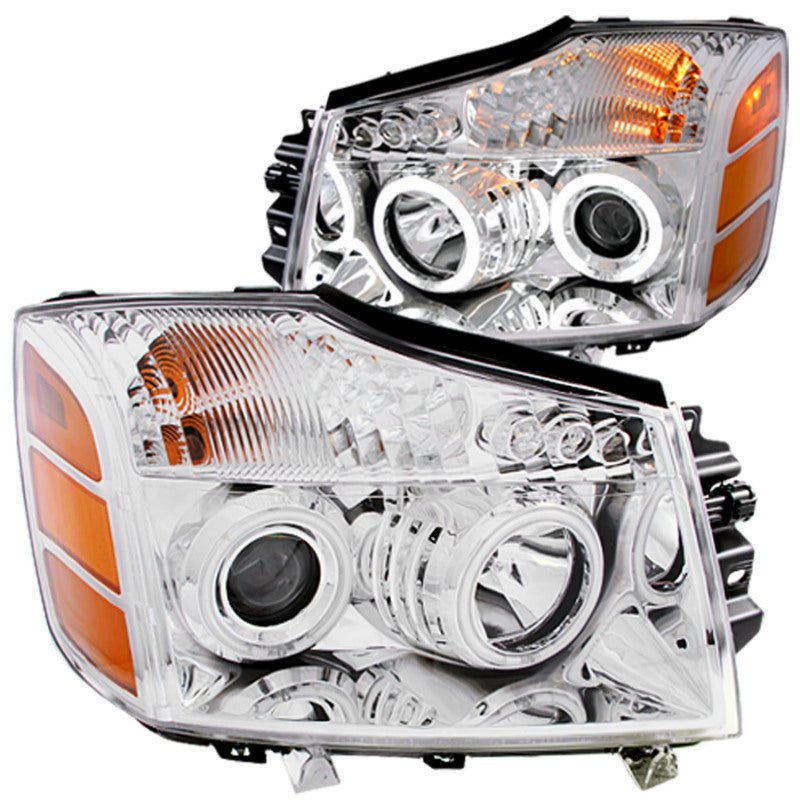 ANZO 2004-2007 Nissan Armada Projector Headlights w/ Halo Chrome (CCFL) - Crew Original