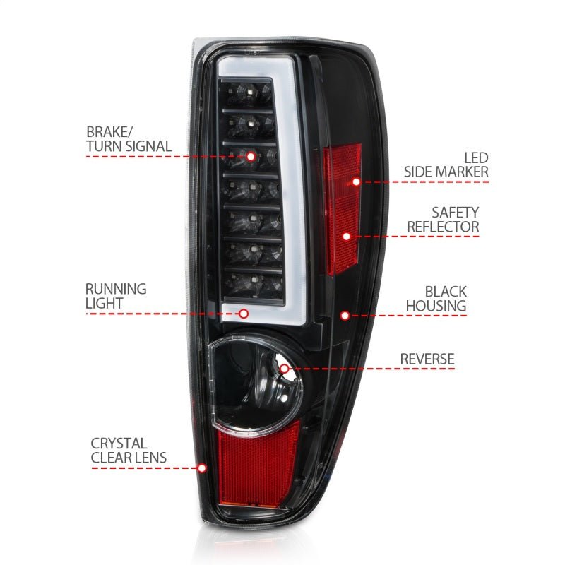 ANZO 2004-2012 Chevrolet Colorado/ GMC Canyon LED Tail Lights w/ Light Bar Black Housing - Crew Original