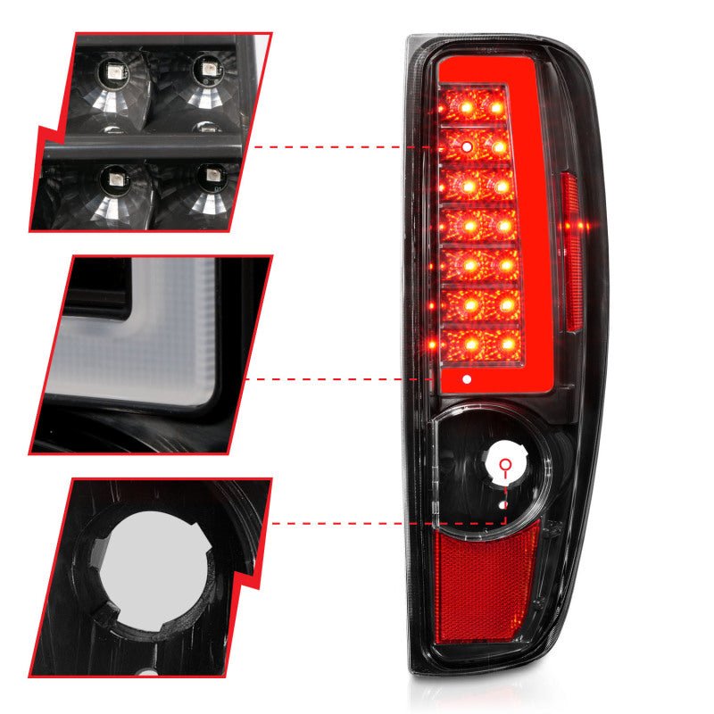 ANZO 2004-2012 Chevrolet Colorado/ GMC Canyon LED Tail Lights w/ Light Bar Black Housing - Crew Original