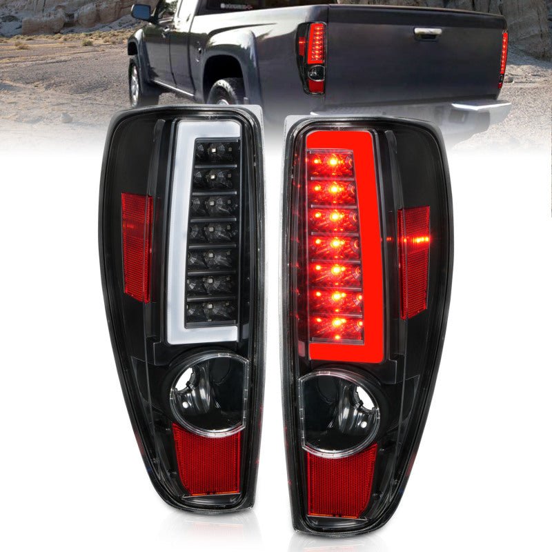 ANZO 2004-2012 Chevrolet Colorado/ GMC Canyon LED Tail Lights w/ Light Bar Black Housing - Crew Original