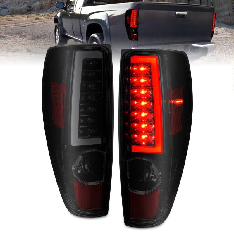ANZO 2004-2012 Chevrolet Colorado/ GMC Canyon LED Tail Lights w/ Light Bar Black Housing Smoke Lens - Crew Original