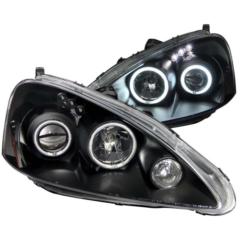 ANZO 2005-2006 Acura Rsx Projector Headlights w/ Halo Black - Crew Original