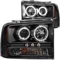 ANZO 2005-2007 Ford Excursion Projector Headlights w/ Halo Black w/ LED Strip (CCFL) 1pc - Crew Original