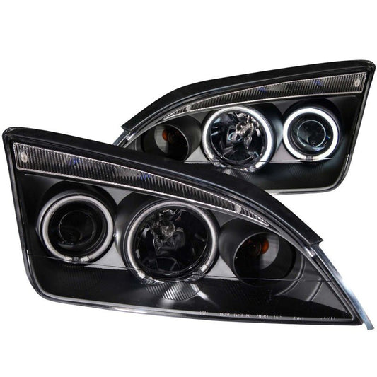 ANZO 2005-2007 Ford Focus Projector Headlights w/ Halo Black - Crew Original