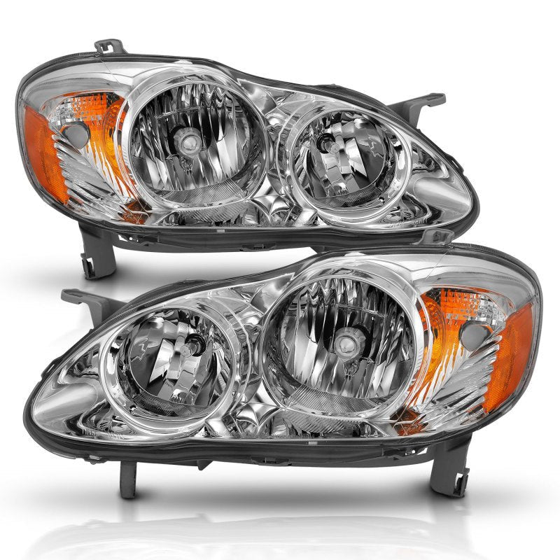 ANZO 2005-2008 Toyota Corolla Crystal Headlight Chrome Amber - Crew Original