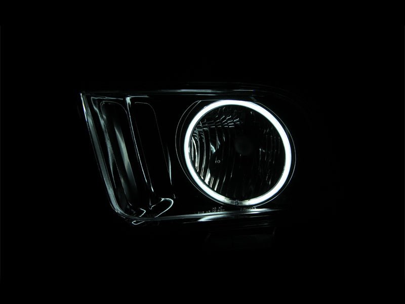 ANZO 2005-2009 Ford Mustang Crystal Headlights w/ Halo Black (CCFL) - Crew Original