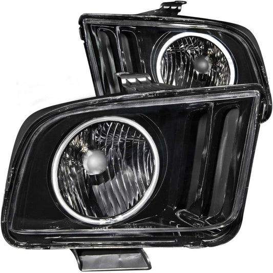 ANZO 2005-2009 Ford Mustang Crystal Headlights w/ Halo Black (CCFL) - Crew Original