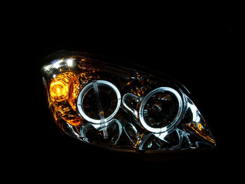 ANZO 2005-2010 Chevrolet Cobalt Projector Headlights w/ Halo Black w/ LED - Crew Original