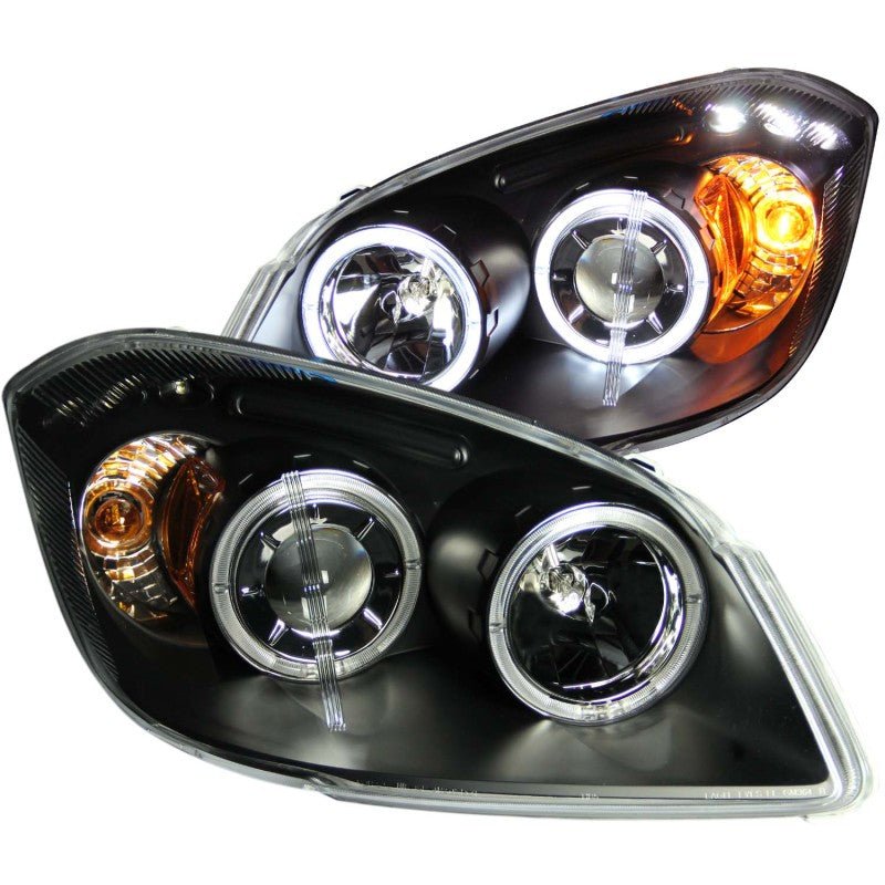 ANZO 2005-2010 Chevrolet Cobalt Projector Headlights w/ Halo Black w/ LED - Crew Original