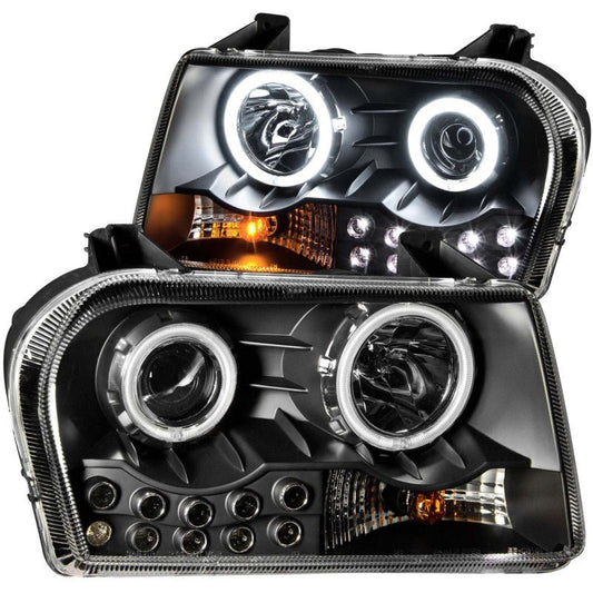 ANZO 2005-2010 Chrysler 300 Projector Headlights w/ Halo Black (Does Not Fit S Models) - Crew Original