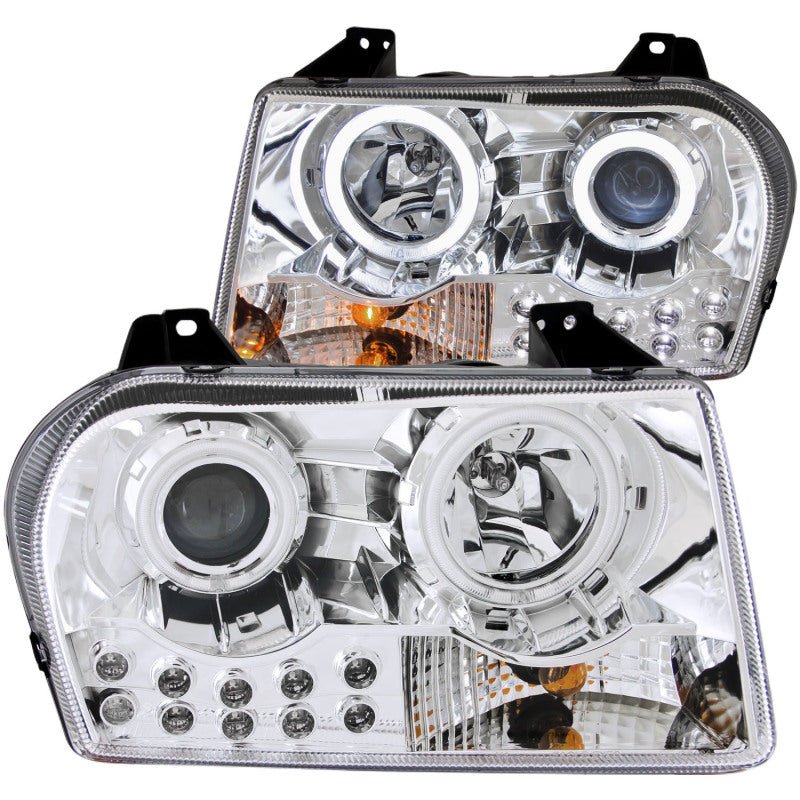 ANZO 2005-2010 Chrysler 300 Projector Headlights w/ Halo Chrome - Crew Original