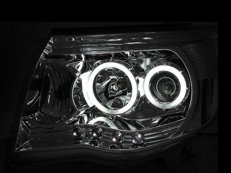 ANZO 2005-2011 Toyota Tacoma Projector Headlights w/ Halos Chrome - Crew Original