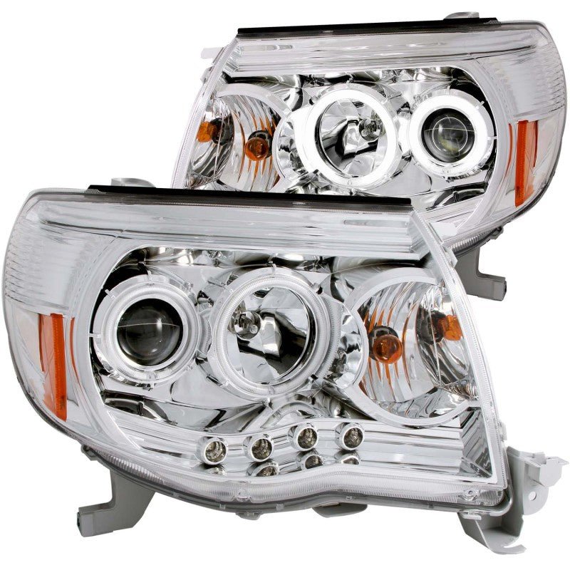 ANZO 2005-2011 Toyota Tacoma Projector Headlights w/ Halos Chrome - Crew Original