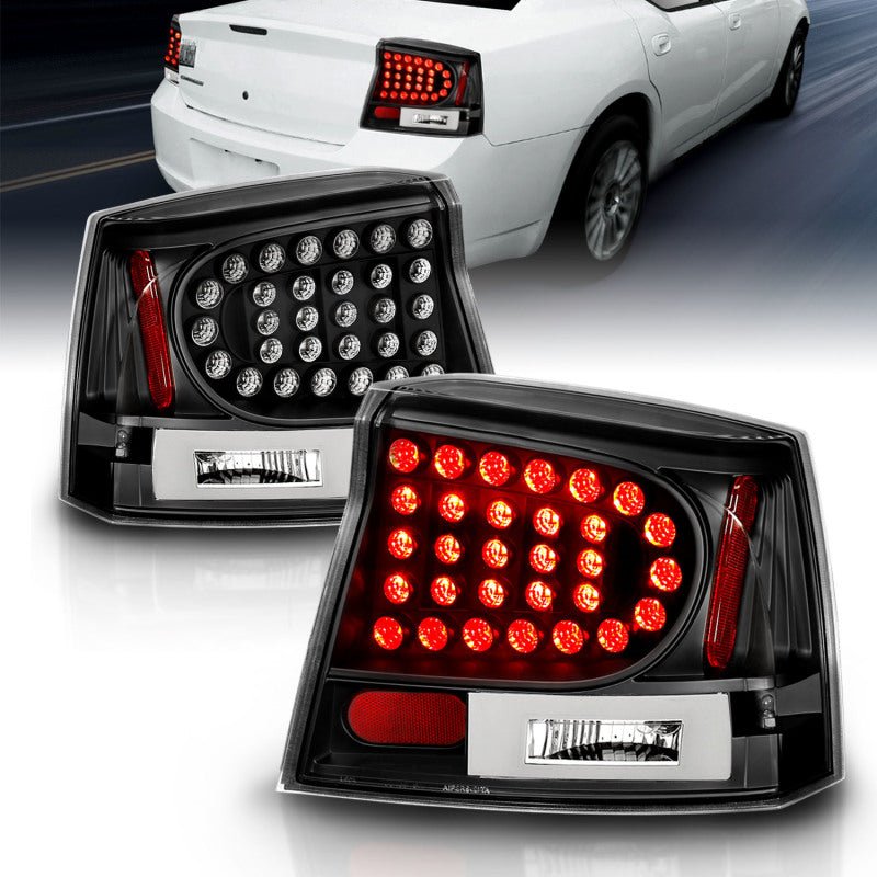 ANZO 2006-2008 Dodge Charger LED Taillights Black - Crew Original