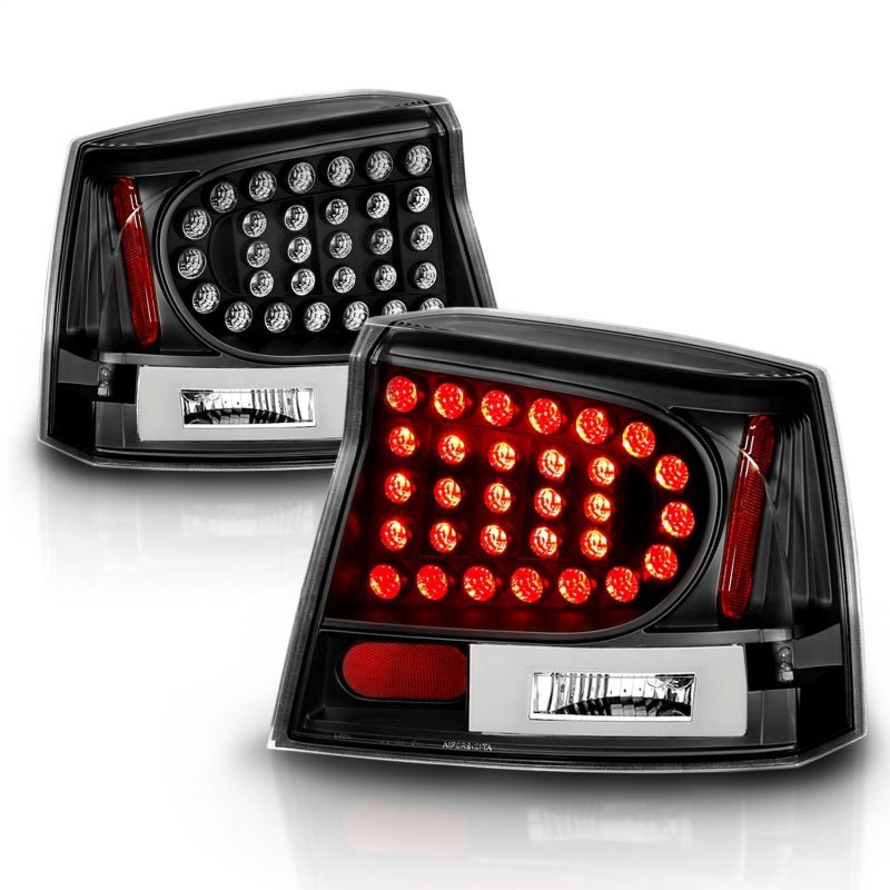 ANZO 2006-2008 Dodge Charger LED Taillights Black - Crew Original