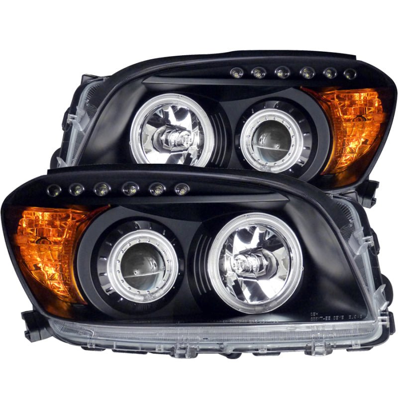 ANZO 2006-2008 Toyota Rav4 Projector Headlights w/ Halo Black - Crew Original