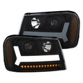 ANZO 2006-2009 Chevrolet Trailblazer Projector Headlights w/ Plank Style Design Black w/ Amber - Crew Original