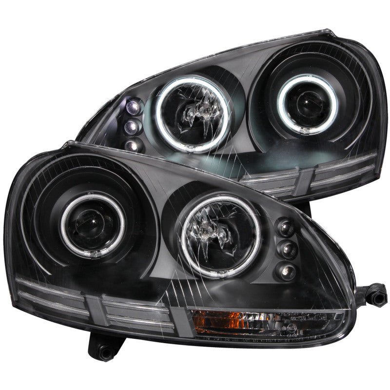 ANZO 2006-2009 Volkswagen Rabbit Projector Headlights w/ Halo Black (CCFL) - Crew Original