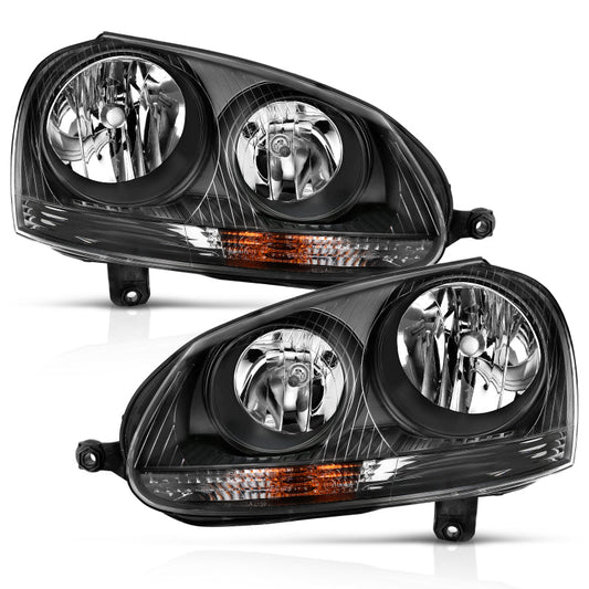 ANZO 2006-2009 Volkswagen Us Rabbit Crystal Headlight Black (Halogen Only) - Crew Original