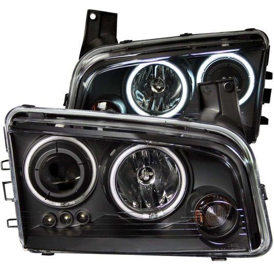 ANZO 2006-2010 Dodge Charger Projector Headlights w/ Halo Chrome (CCFL) - Crew Original