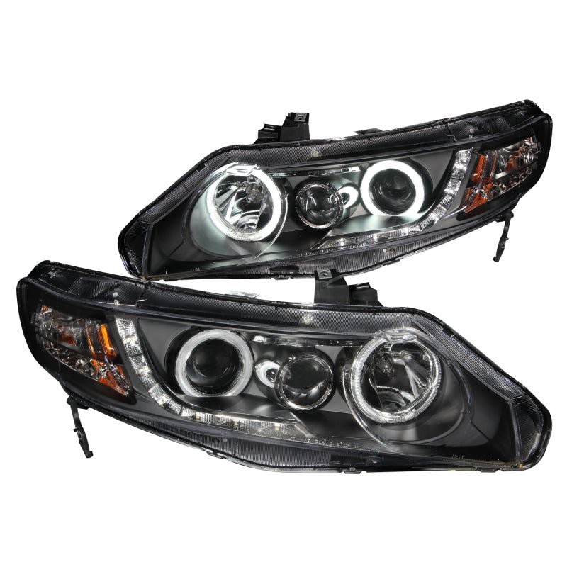 ANZO 2006-2011 Honda Civic Projector Headlights w/ Halo Black (CCFL) - Crew Original