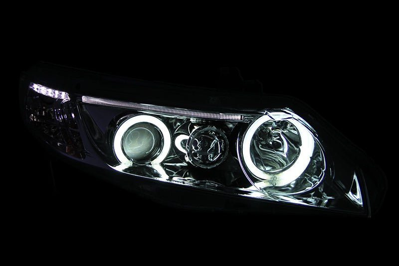 ANZO 2006-2011 Honda Civic Projector Headlights w/ Halo Chrome (CCFL) - Crew Original