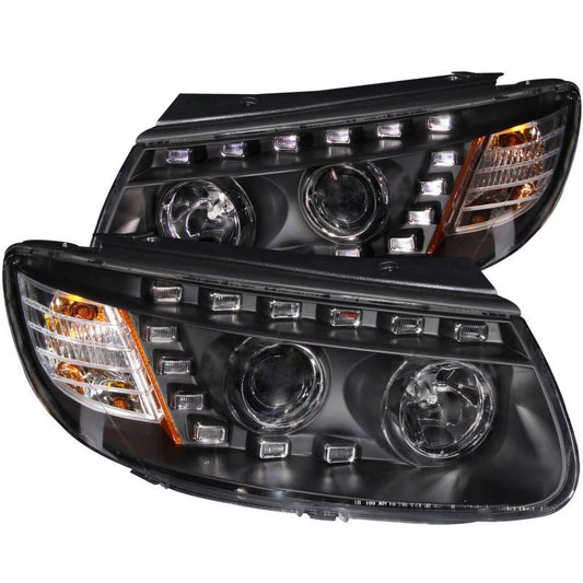 ANZO 2007-2007 Hyundai Santa Fe Projector Headlights w/ LED Black - Crew Original