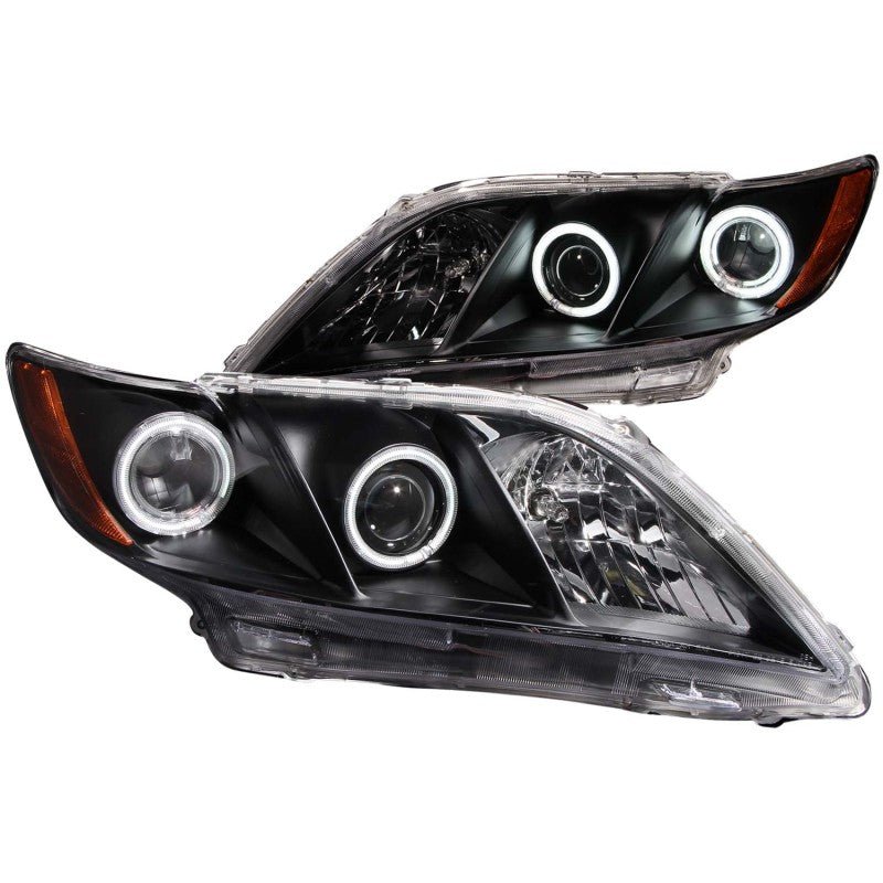 ANZO 2007-2009 Toyota Camry Projector Headlights w/ Halo Black - Crew Original