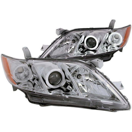 ANZO 2007-2009 Toyota Camry Projector Headlights w/ Halo Chrome - Crew Original